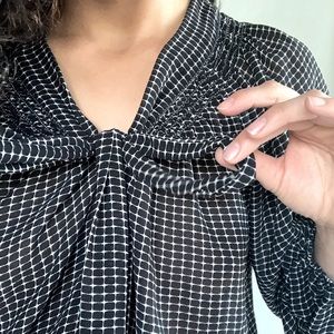 Bow tied puff sleeve blouse